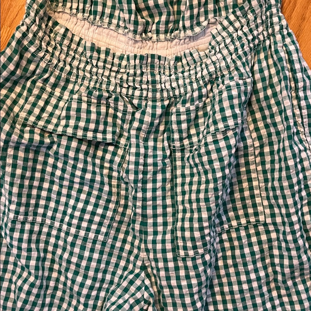 Free people retro heatwave one piece jumpsuit green/white gingham size L - Picture 5 of 13